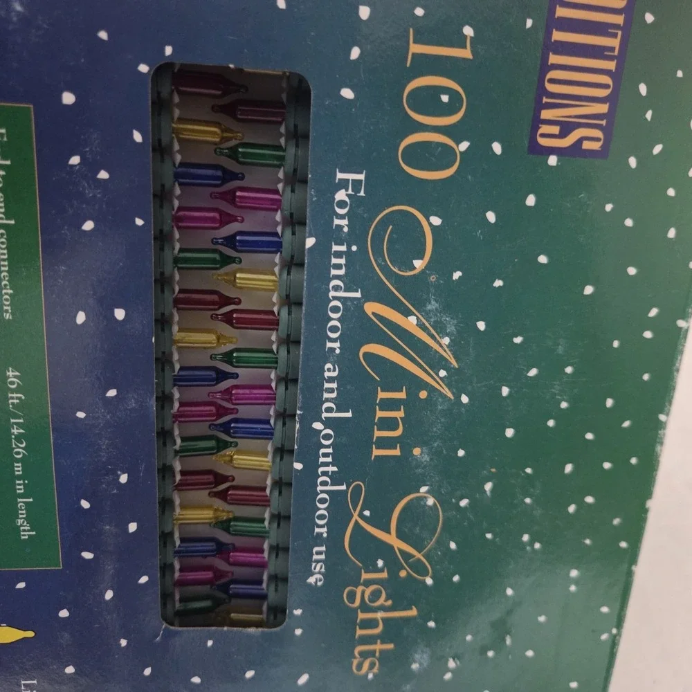 Vtg 100 Holiday Traditions Mini String Multi‎ Color Christmas Lights 46' Each